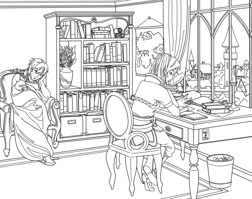 Colouring Page of Chrom, Robin, and Baby Lucina